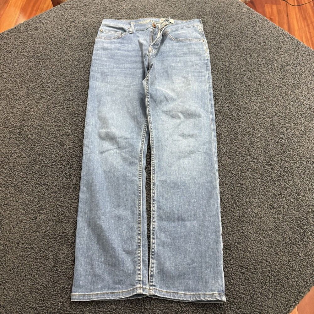Wrangler Mens Straight Fit Cotton Light Wash Denim Jeans Size 32X30